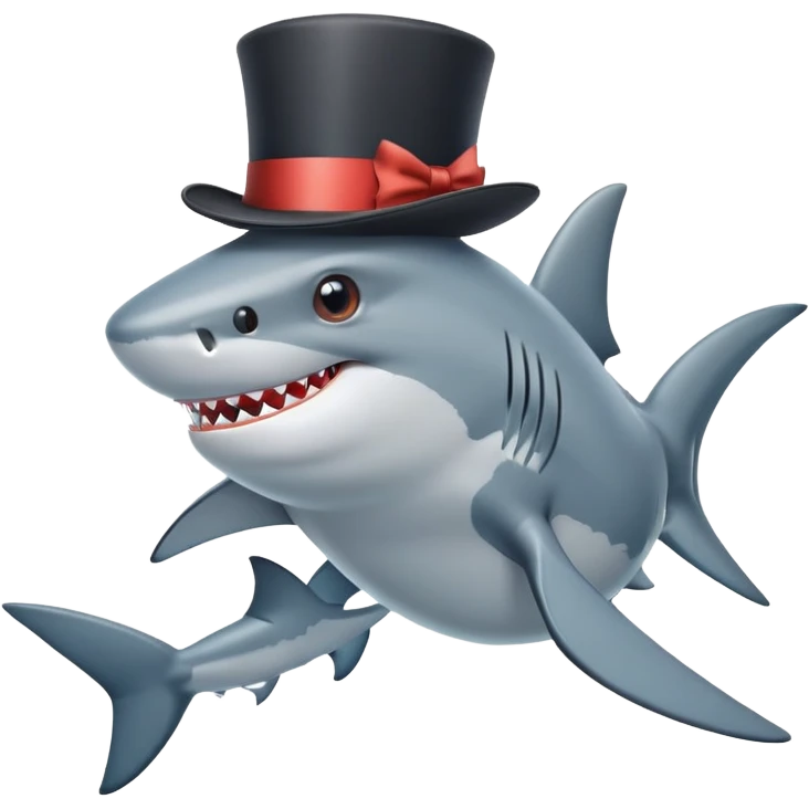 Shark with a top hat emoji