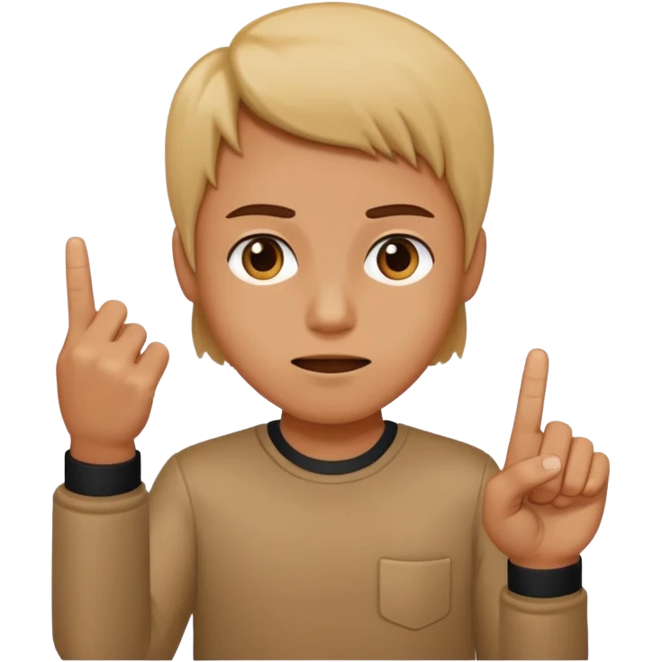 Mindle finger pointing  the screen while the others are half closed emoji