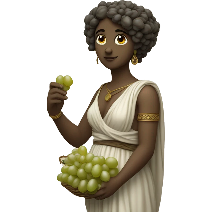 Greek Sappho holds a bunch of grapes in her hand emoji