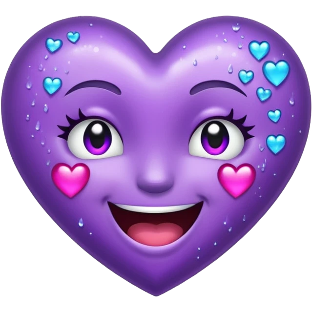 Glittery purple heart that's sideways laughing, tears of joy emoji
