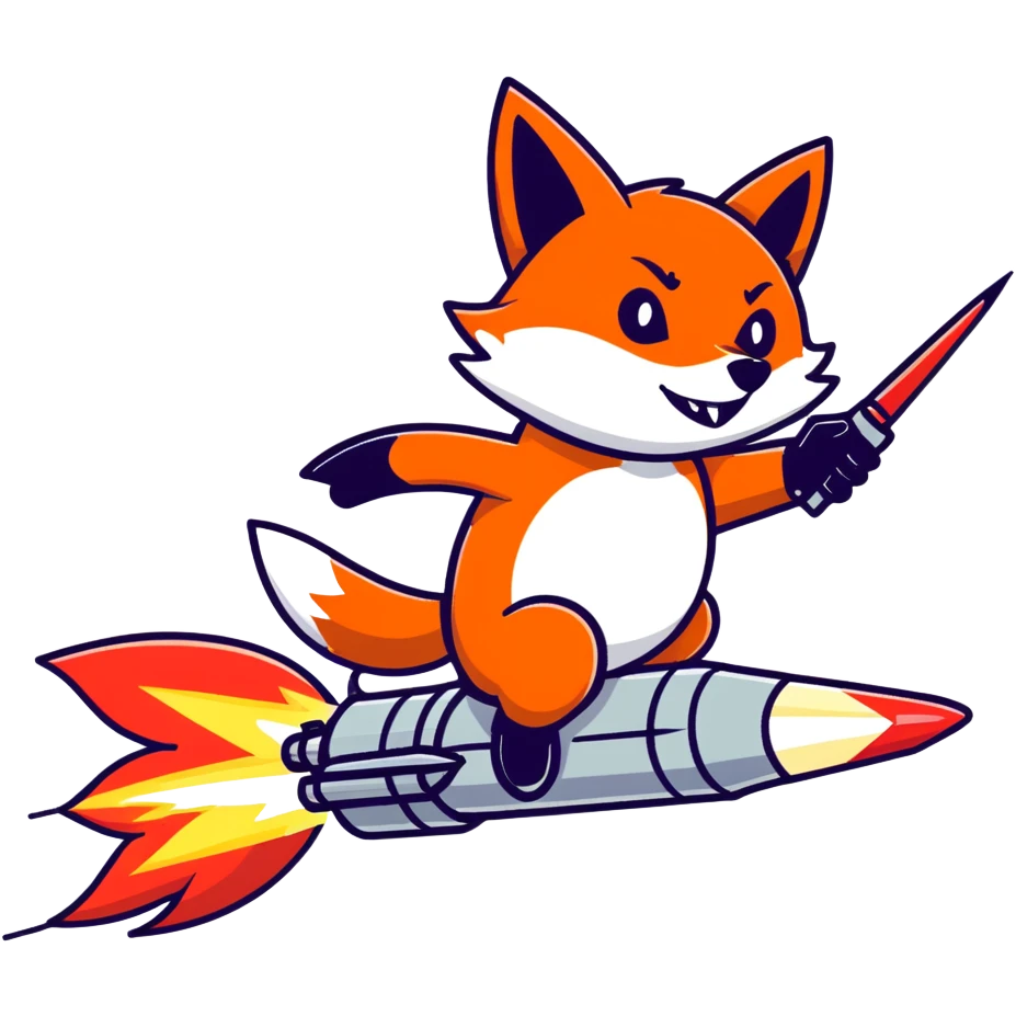 Evil Fox firing a rocket emoji