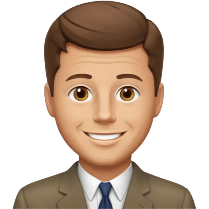 guy with a JFK style haircut that is medium brown. hazel eyes that lean green. light skin emoji