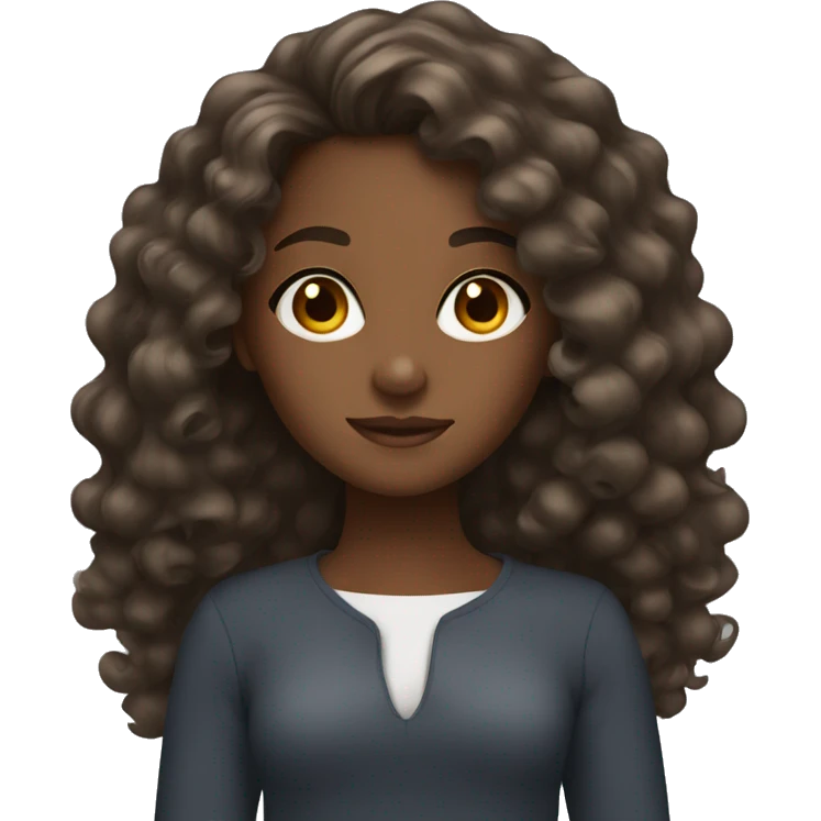 Brown skin girl with long curly hair emoji