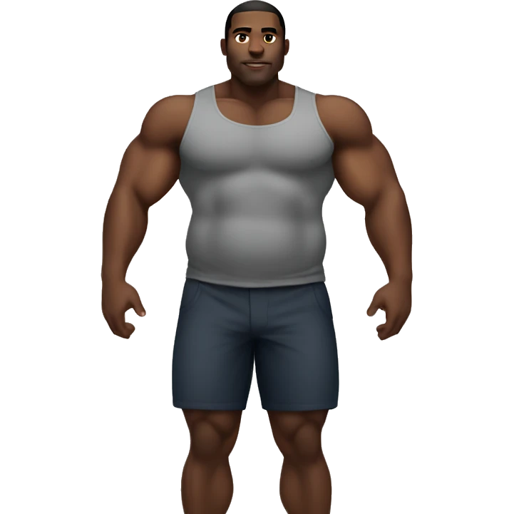 muscular black man with fat belly emoji