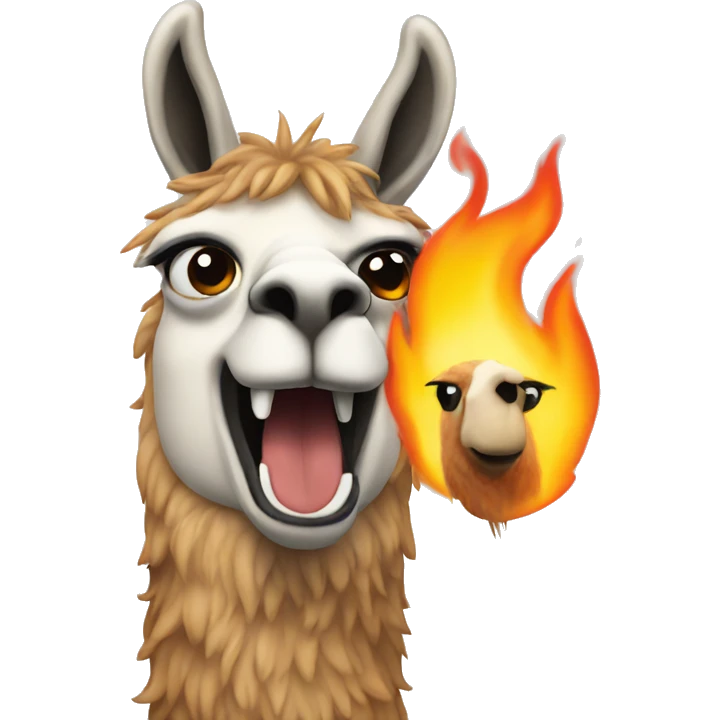 llama flaming emoji