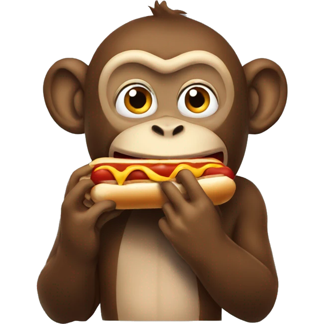 Monkey eating a hotdog  emoji