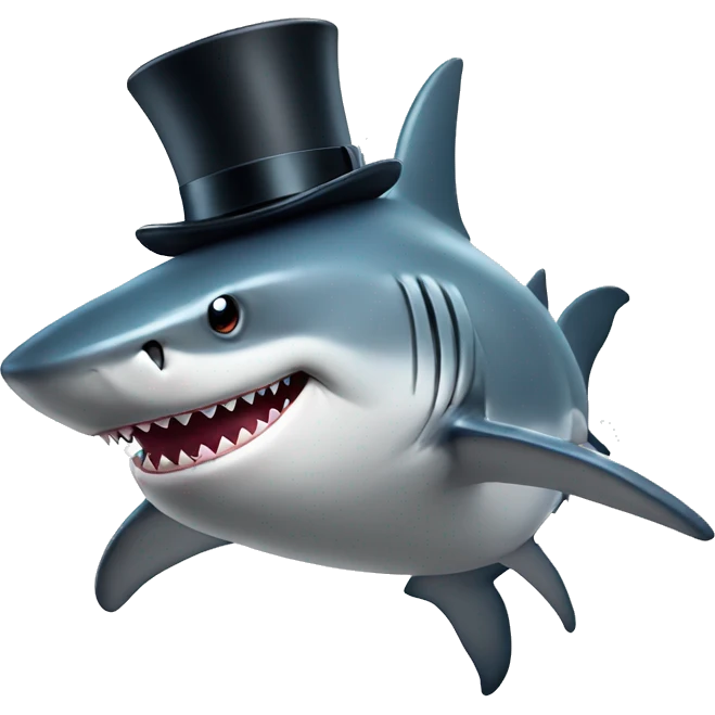 Shark with a top hat emoji