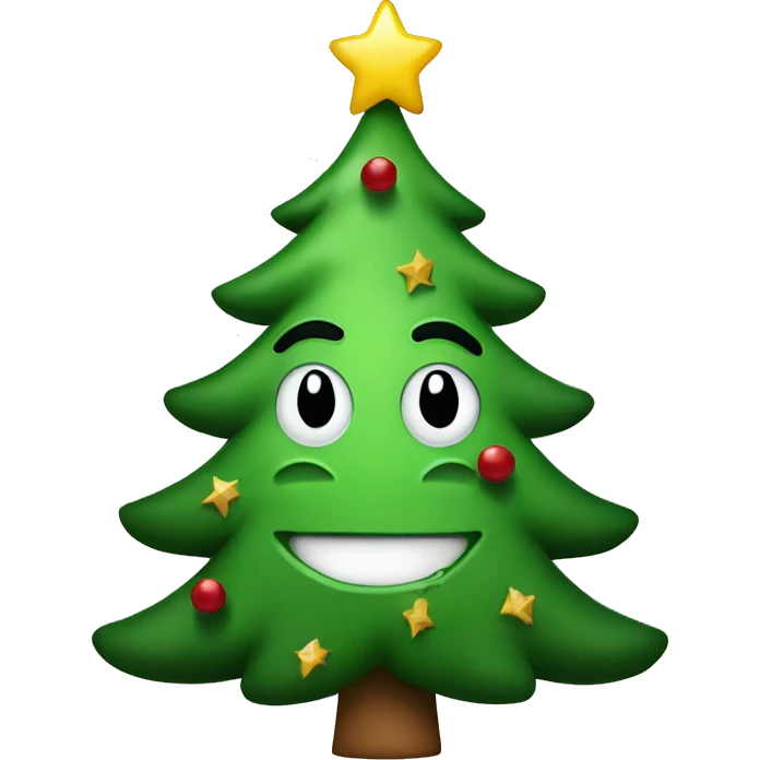 Christmas tree with smiley face emoji