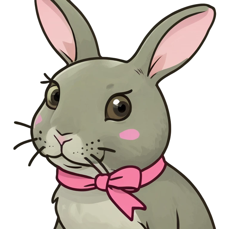 a very cute rabbit with a pink ribbon emoji