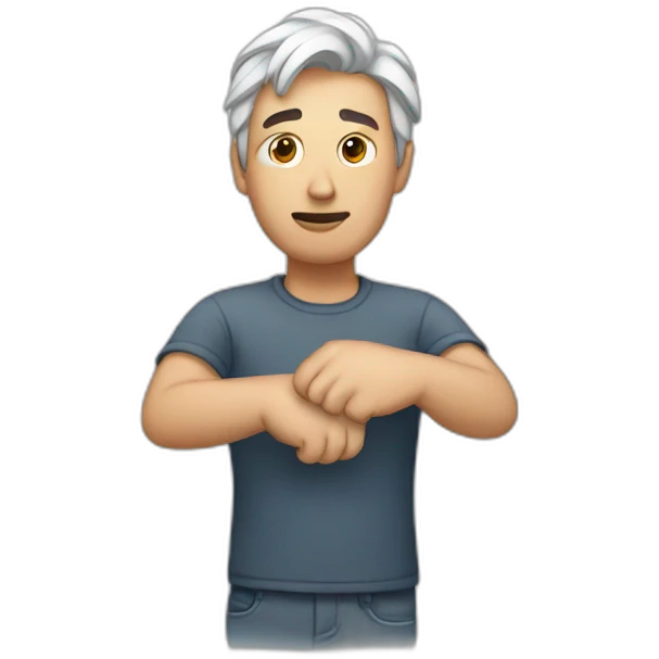 a guy with his hands frozen emoji