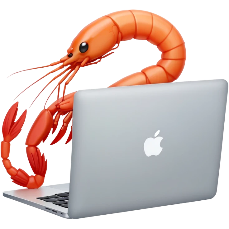 shrimp with macbook emoji
