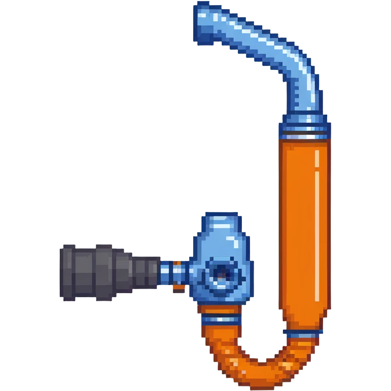 Pixelated blue VO2 max mouthpiece with breathing valve and connected tube emoji