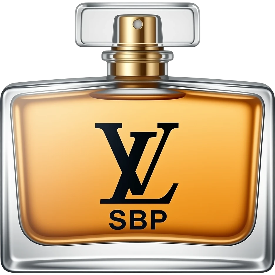 louis vuitton fragrance with the LV logo but make the text underneath say  SBP and not louis vuitton emoji