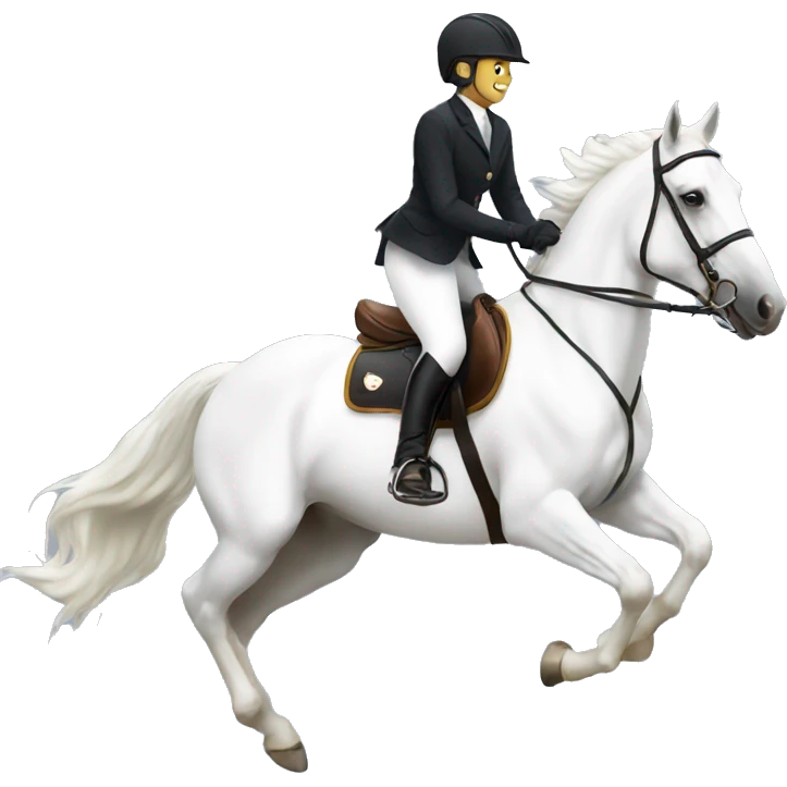 Rider and white horse jumping emoji