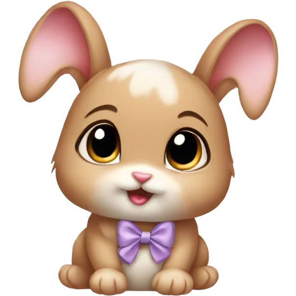 Baby bunny with coquette bow on ear emoji