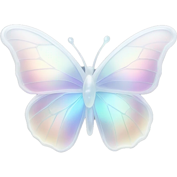Pastel white iridescent glass crystal butterfly emoji