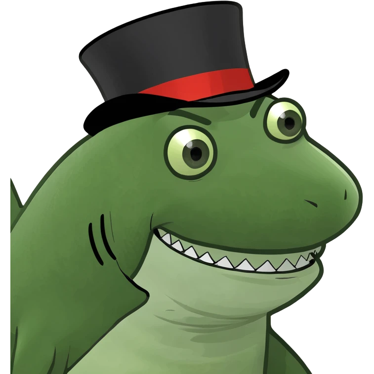 Shark with a top hat emoji