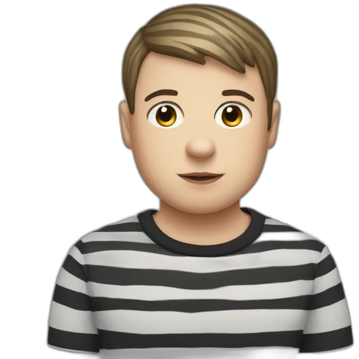 Pugsley adams with striped T-shirt emoji