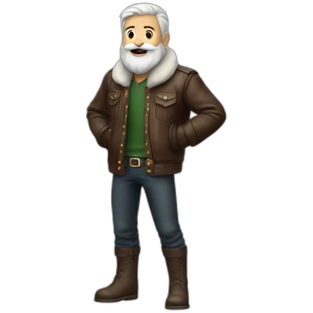 biff wiff santa beard wearing a leather jacket (full body, ios17) emoji