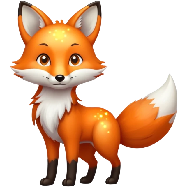 Mystical fox with three glowing tails and starry eyes emoji