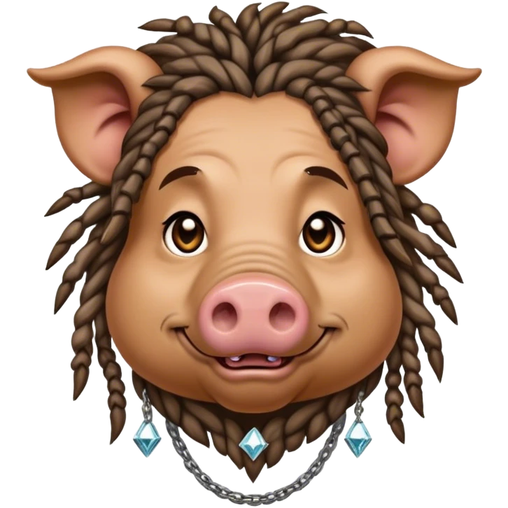 Hairy pig, with dreads, tatto on face with diamont chain on the neck emoji