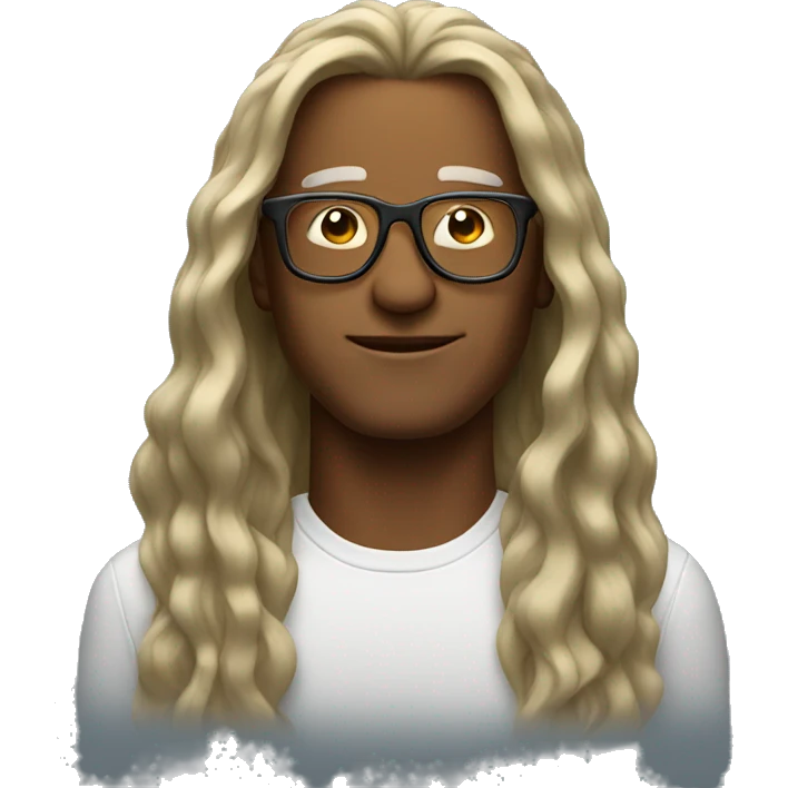 Cool man with glasses and long hair emoji