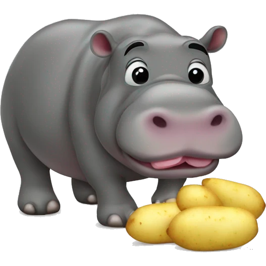 hippopotamus eating potatoes  emoji