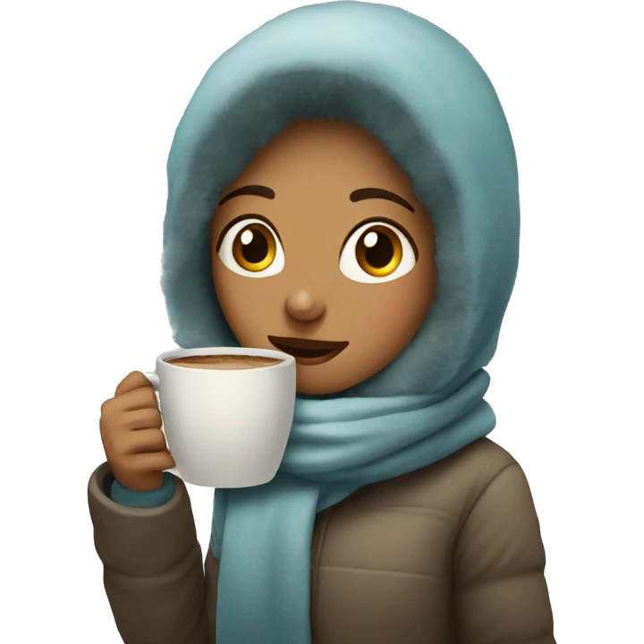 girl with coffe in cold emoji