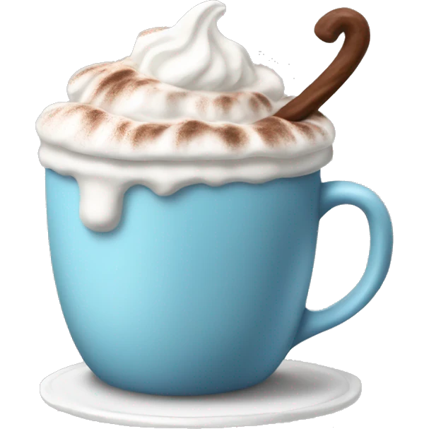 Hot cocoa with whipped cream with 3 chamallow emoji
