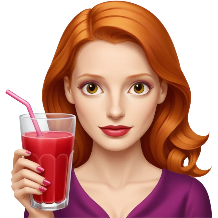 Jessica Chastain, making fruit punch emoji