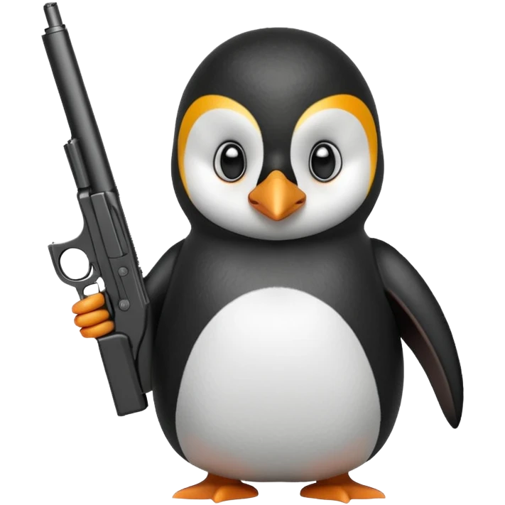 Penguin with a gun emoji