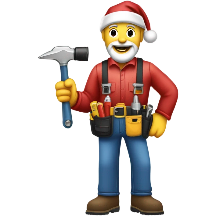 Santa as a carpenter with a tool belt and. Cordless impact driver  emoji