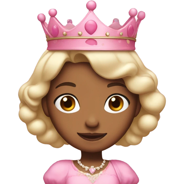 medium brown tone princess in pink bubble dress and crown emoji