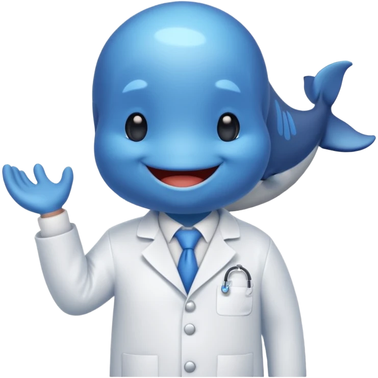 a whale wearing a white lab coat emoji