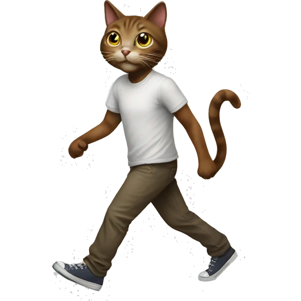 Crazy cat, walking on his human emoji