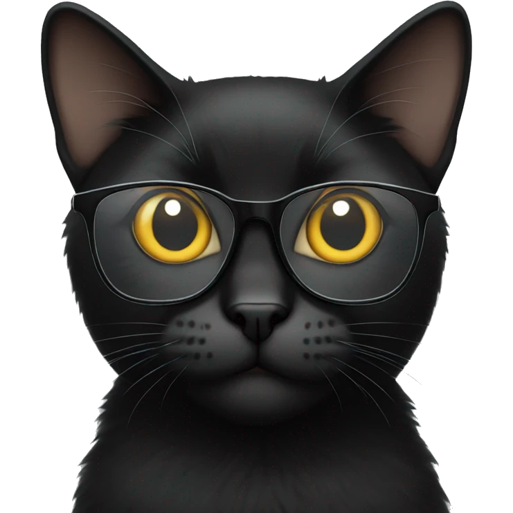 Black cat with glasses  emoji