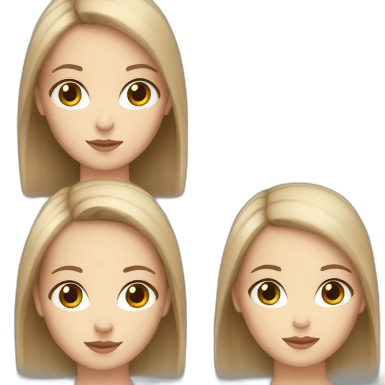 a white girl with long straight very light brown hair and gray eyes emoji