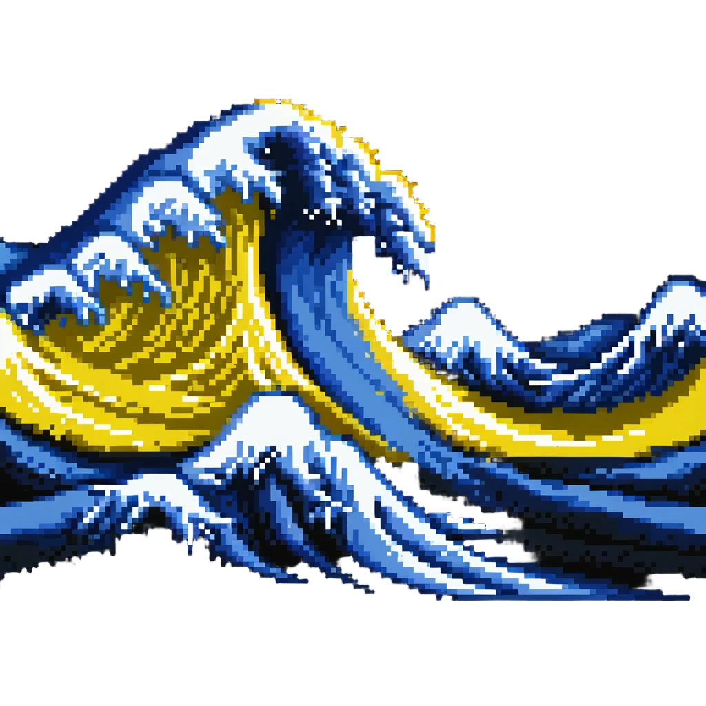 Wave with blue and yellow colors of Ukrainian flag emoji