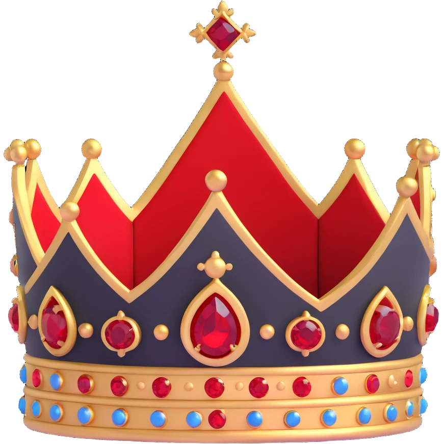 black crown with red gems, classic royal design, velvet inner band, realistic reflections emoji