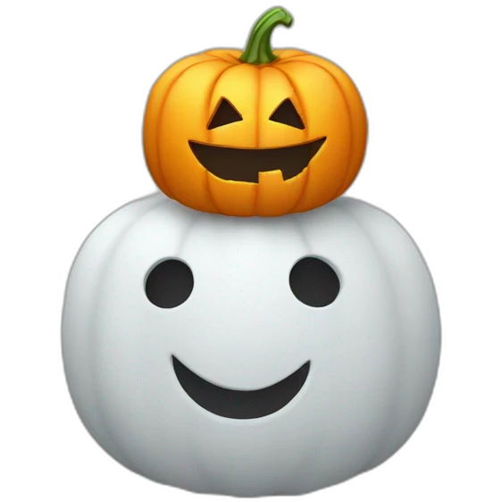 Cubic snowman with a pumpkin in the face emoji