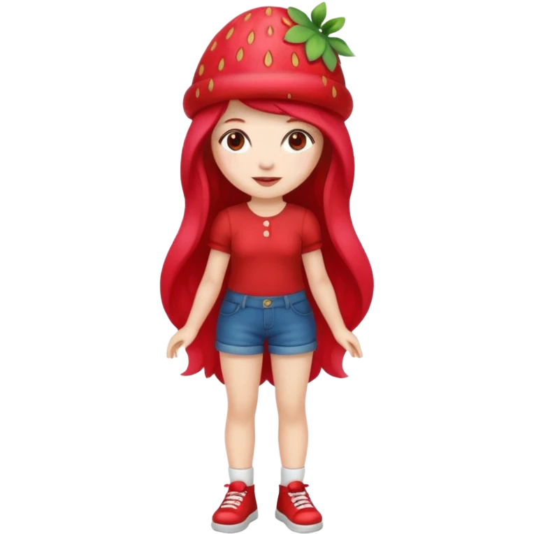 Strawberry shortcake human girl full body and legs with a strawberry hat on her hair without a cake emoji