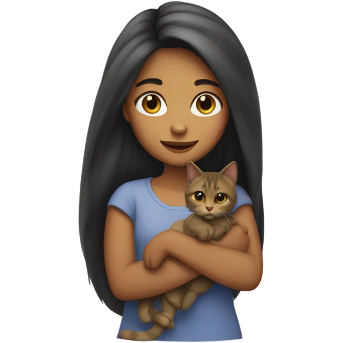 Girl ei tu long hair and olive skin with cat emoji