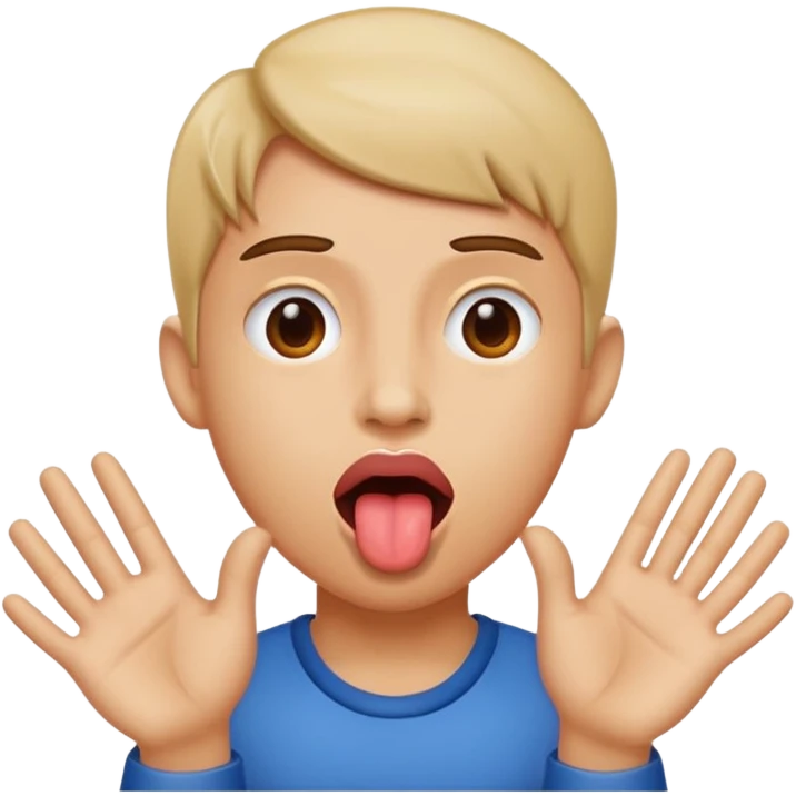 Toungue out with hands on the side emoji