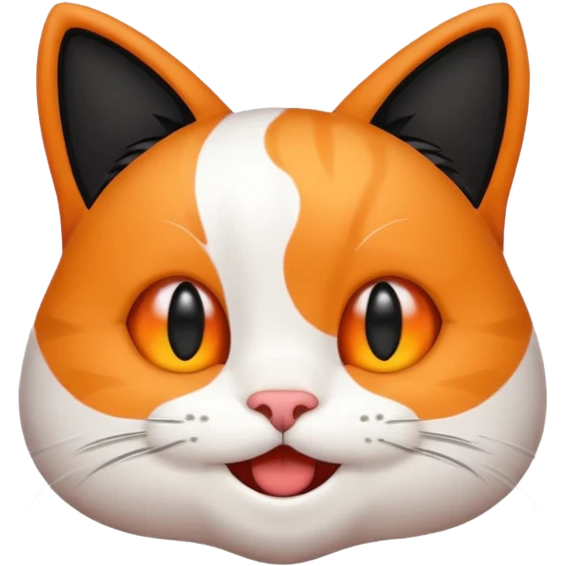 Make a Emoji cat whith black ears and white head emoji