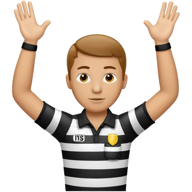 referee with raised arms crossed like an X emoji