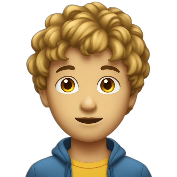 Garçon avec des cheveux qui forme une boule emoji