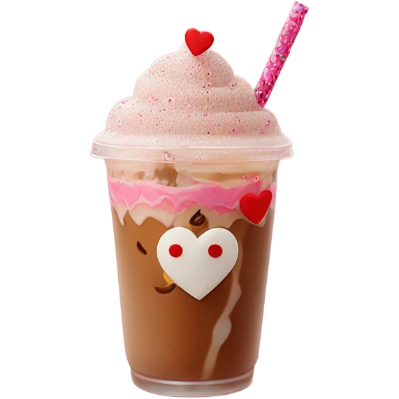 valentines themed iced coffe emoji