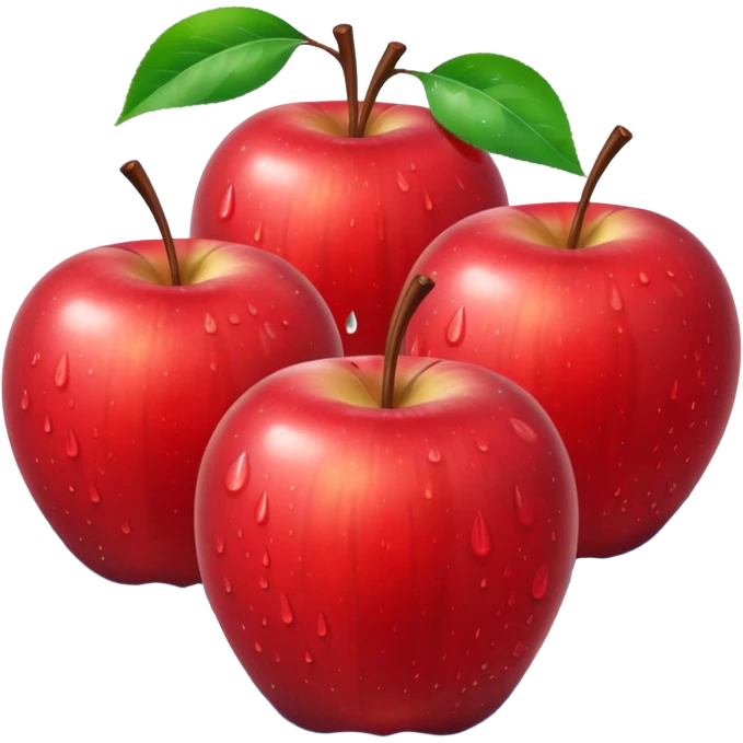 3 bi red apples with water drops on them emoji