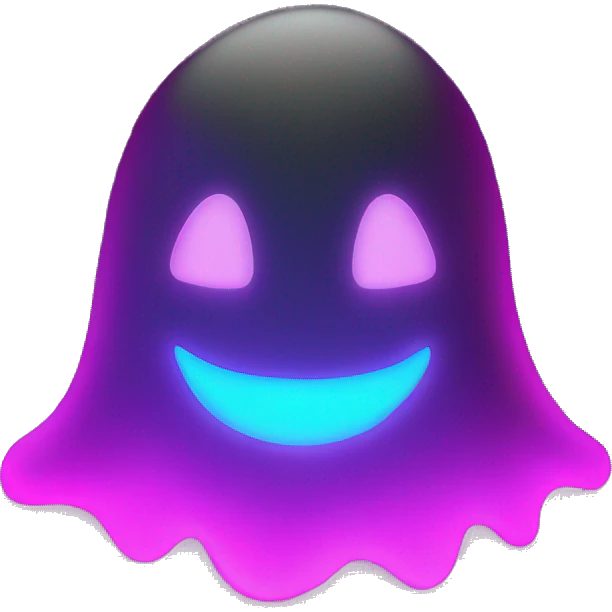 Make me a 3D ghost emoji in black and neon colors emoji