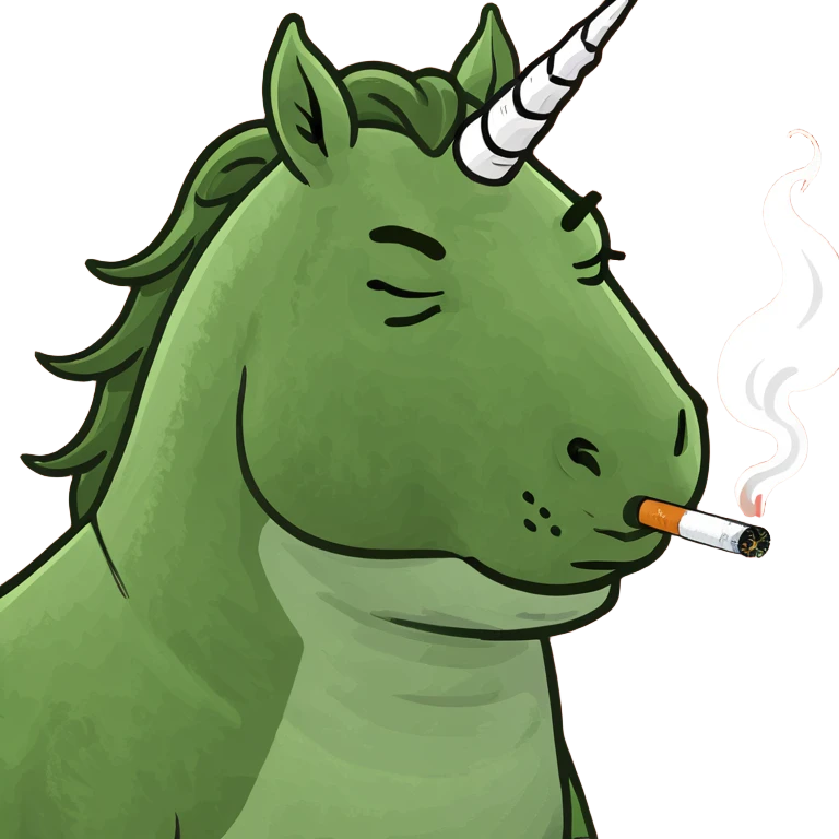 Unicorn with a cigarette  emoji